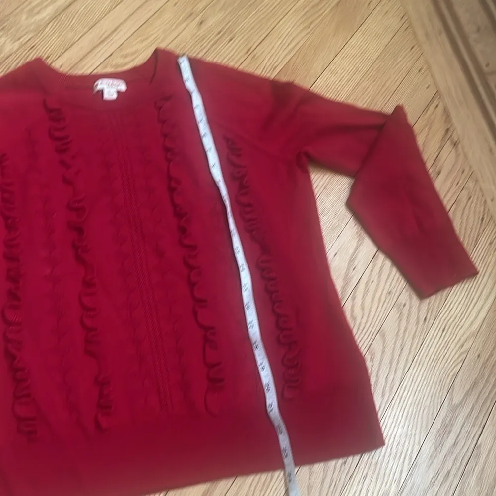 Brooks Brothers Red Fleece Wool Ruffle Pullover Sweater Size L - Image 6