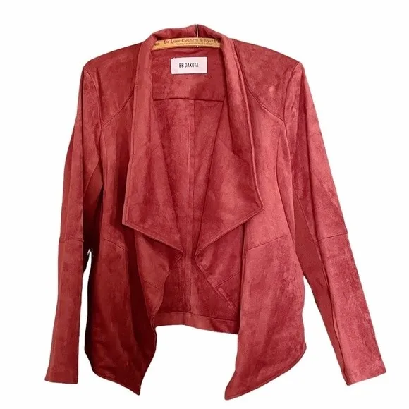 BB Dakota Wade Faux Suede Open Front Lagenlook Jacket Cinnamon Rust Size Medium - Image 4