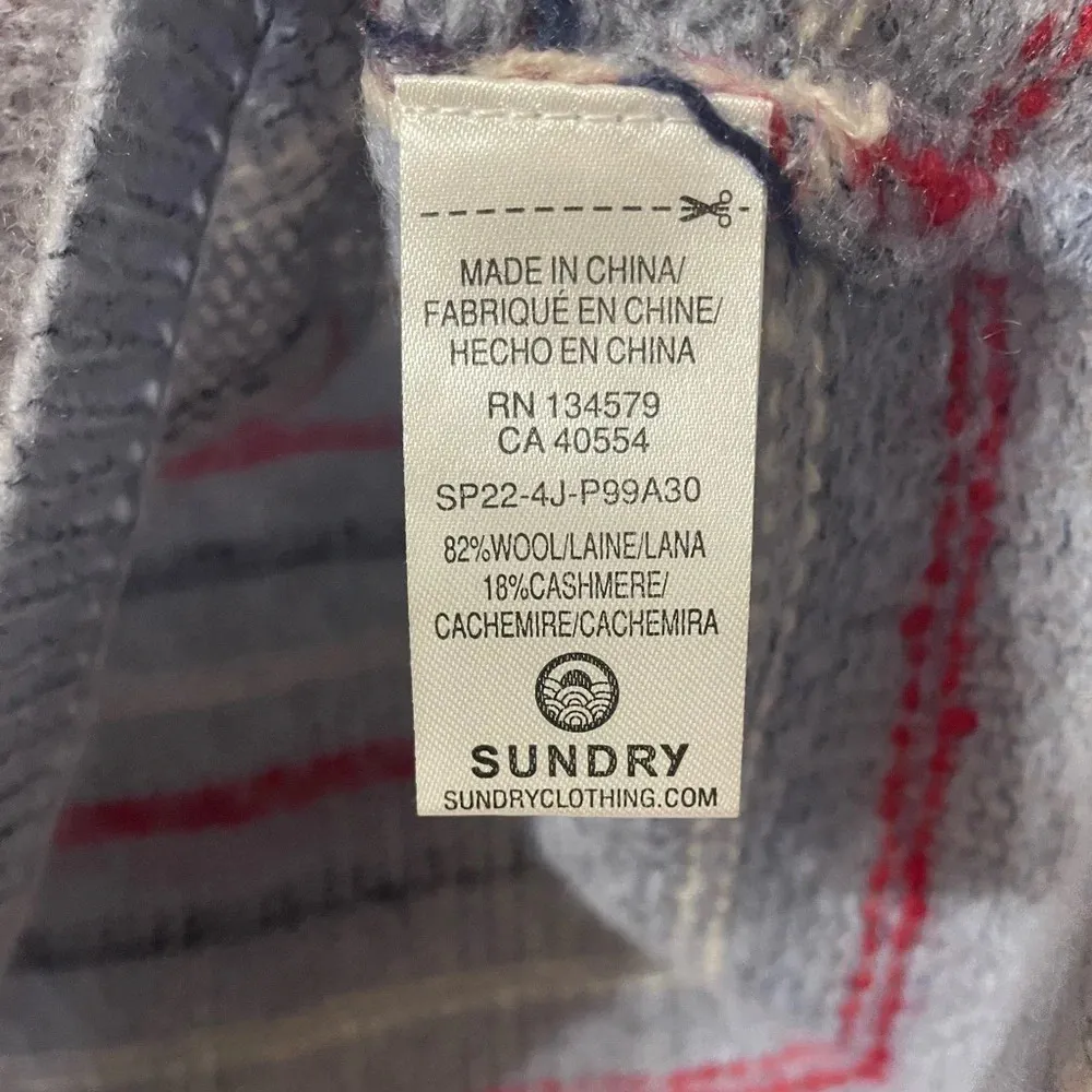 Sundry Anthropologie Cashmere and Wool Balloon Sleeve Striped Sweater Size L - Image 8