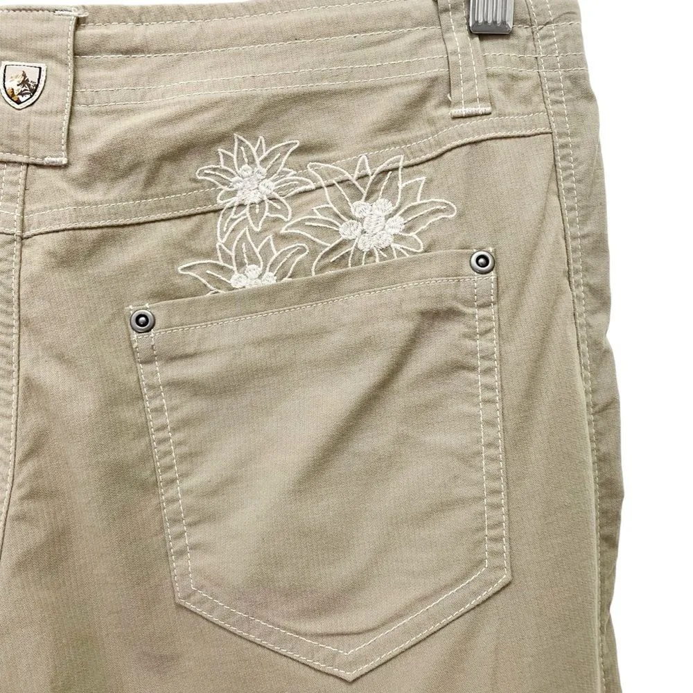 Kuhl Kendra Kapri Capri Pants Size 8 Beige Tan Cropped Hiking Pant Embroidered - Image 7