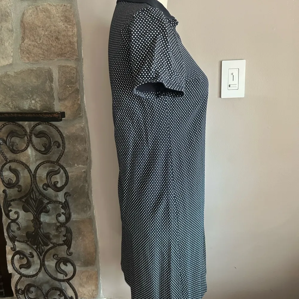 Tommy Hilfiger Navy and White Polka Dot Polo Style Shirt Dress - Image 3
