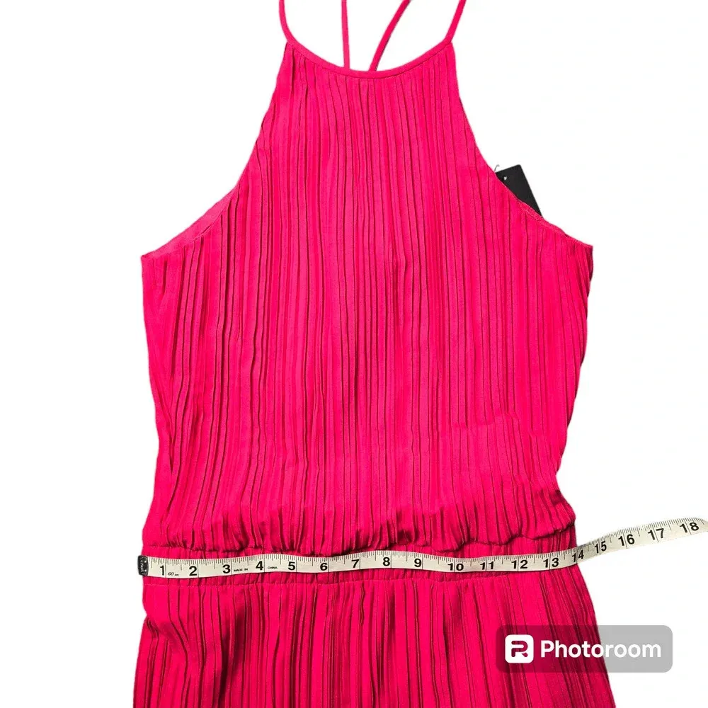 Halston Heritage Pleated Flounce Blouson Mini Cocktail Dress - Image 4