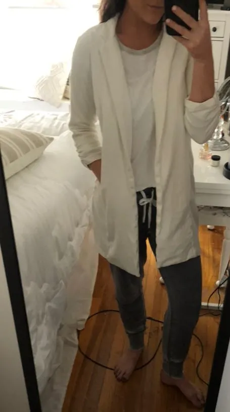 3/4 Sleeve White Blazer Size M - Image 2