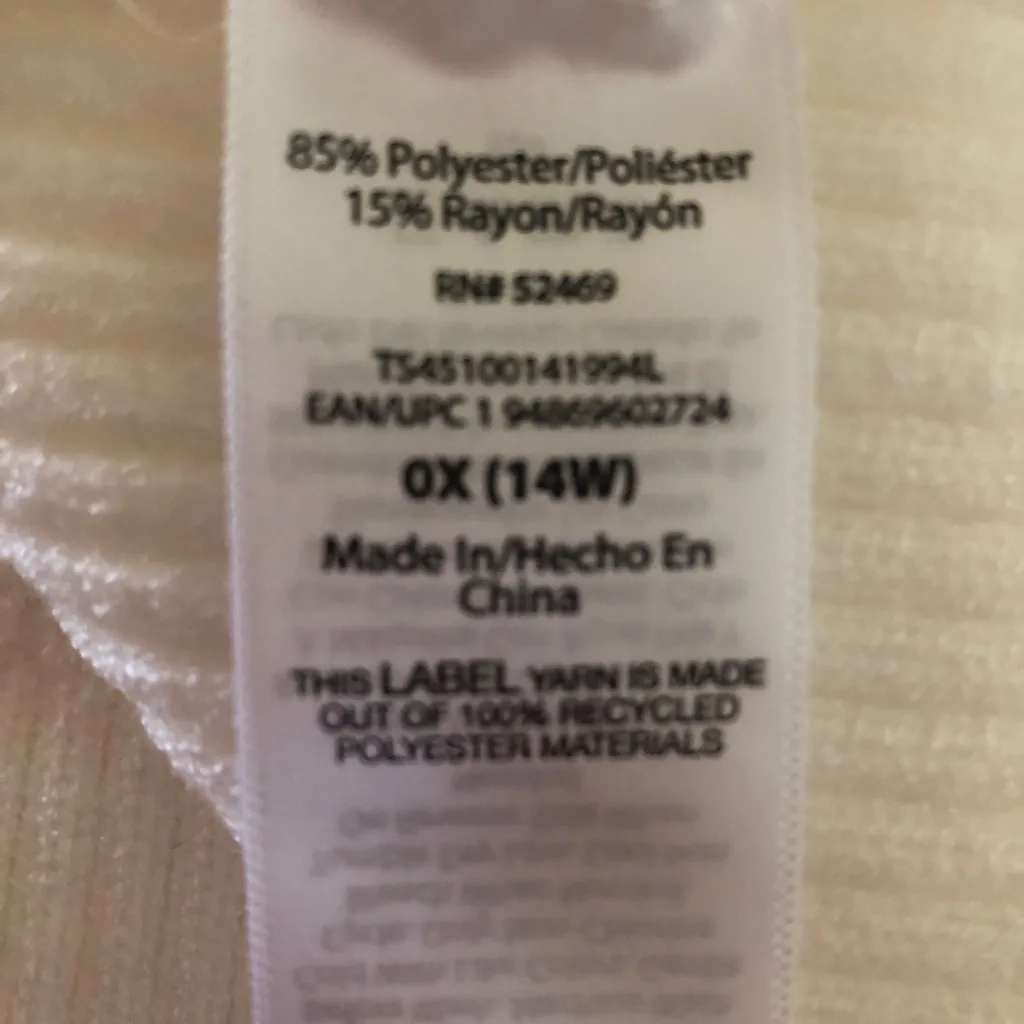 TERRA & SKY Womens Plus V-Neck Ivory  Pointelle Knit Sweater Size 0X 14W New - Image 7