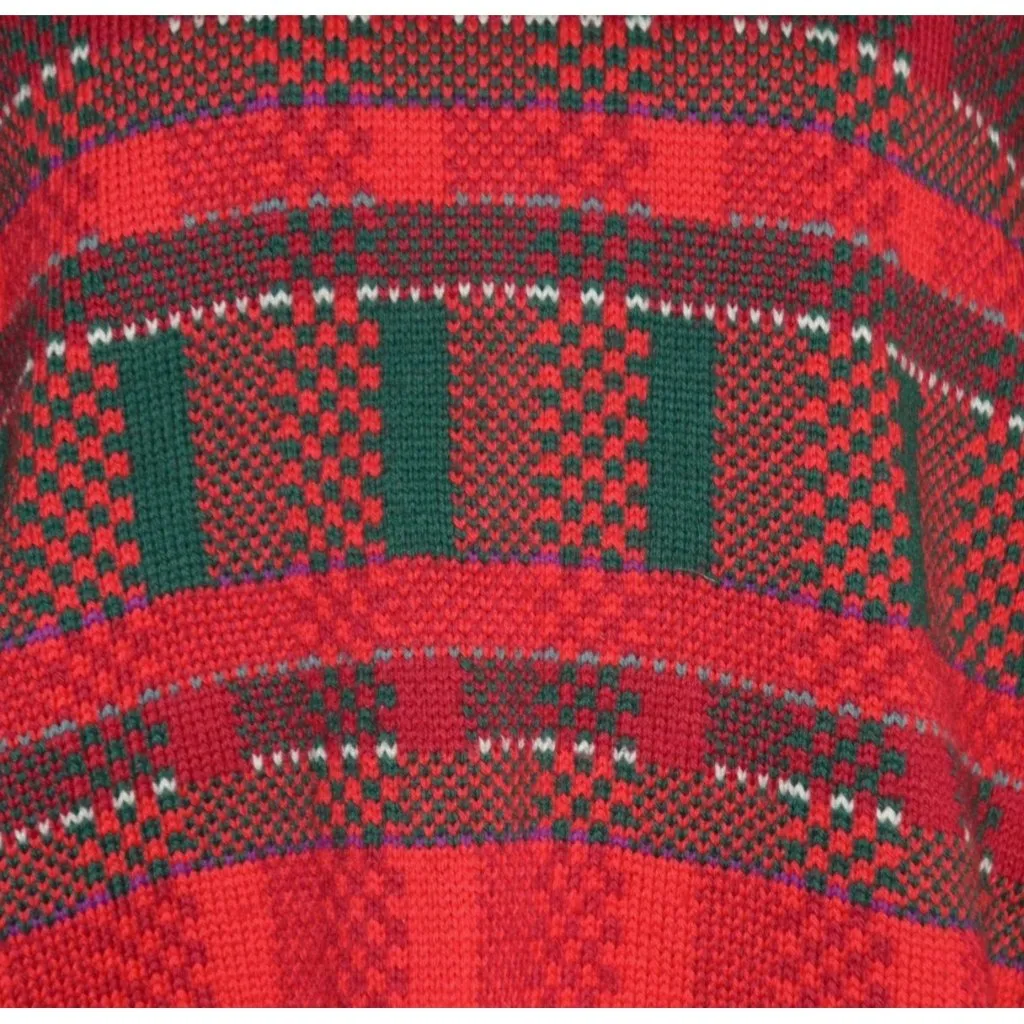 Top Notch Knits Unisex XL Red Green Heavy Knit 100% Wool Sweater Made In USA - Image 3
