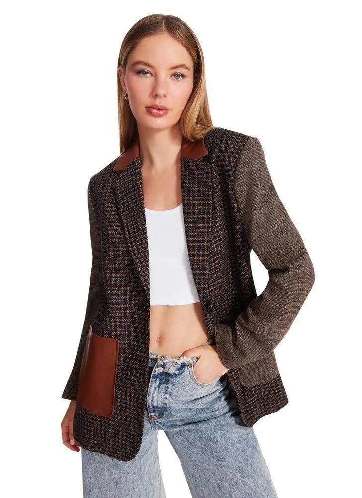 Steve Madden Kelly Tweed Blazer in Peacoat Small New Womens Plaid Jacket - Image 13