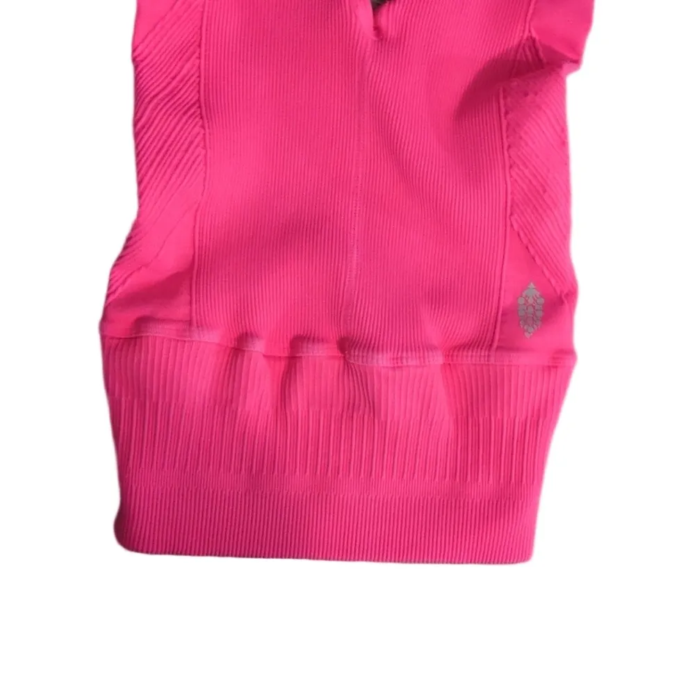 Free People Black Diamond Hot Pink Ribbed Seamless Leggings Size XS/S - Image 6