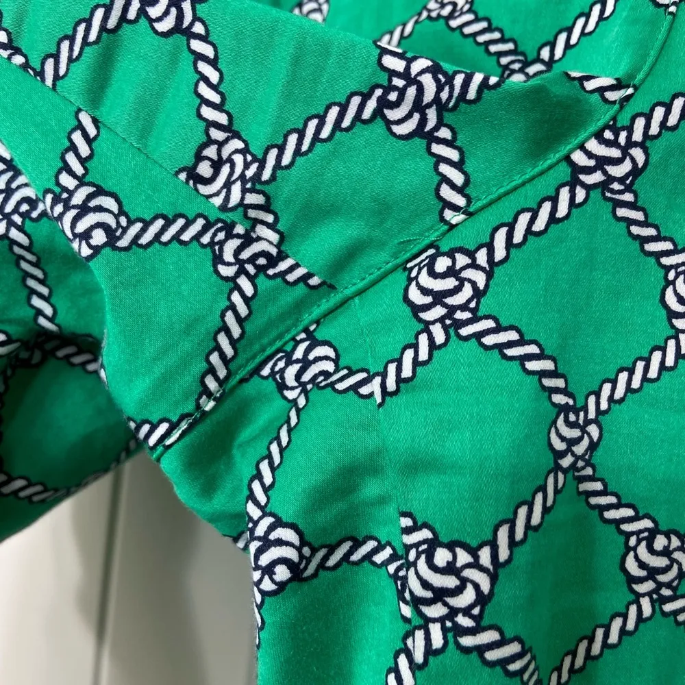 NWOT Talbots Signature women’s green teal rope print capri stretch pants size 14 - Image 2