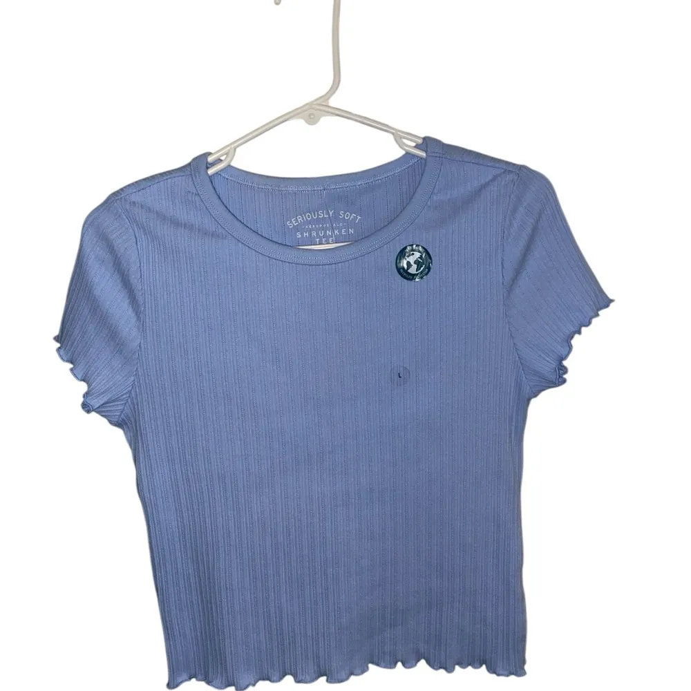 Aeropostale seriously soft shrunken ribbed blue tee shirt - Image 3