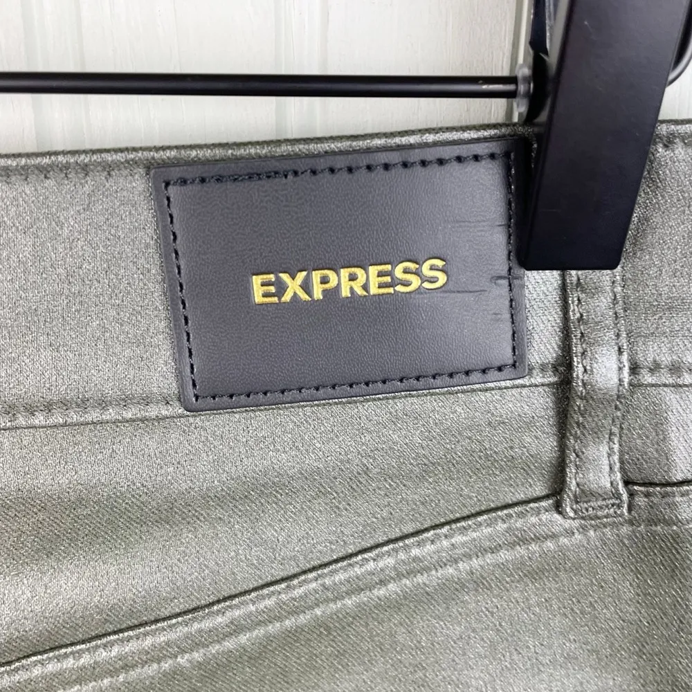 NEW Express Straight Ankle High Rise Faux Leather Pants Olive Green Size 2 - Image 10