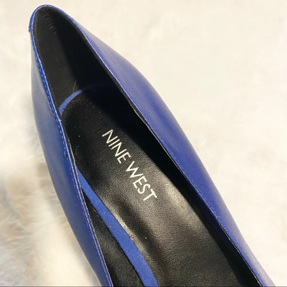 Nine West Blue Leather Zipper Pumps Size 8 Evert - Image 8