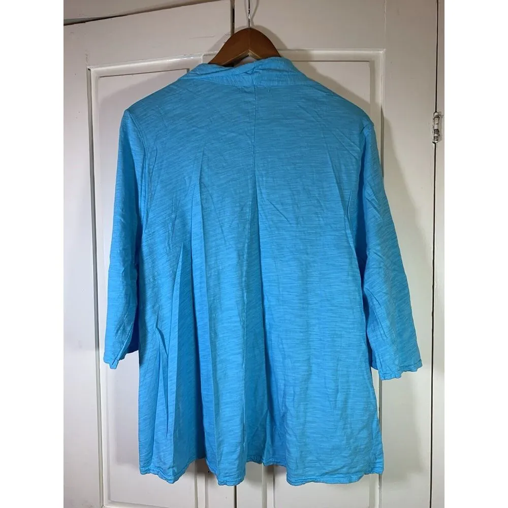 Fresh Produce Cardigan Sweater Large Beachy Coastal Grandma Lightweight Blue - Image 4