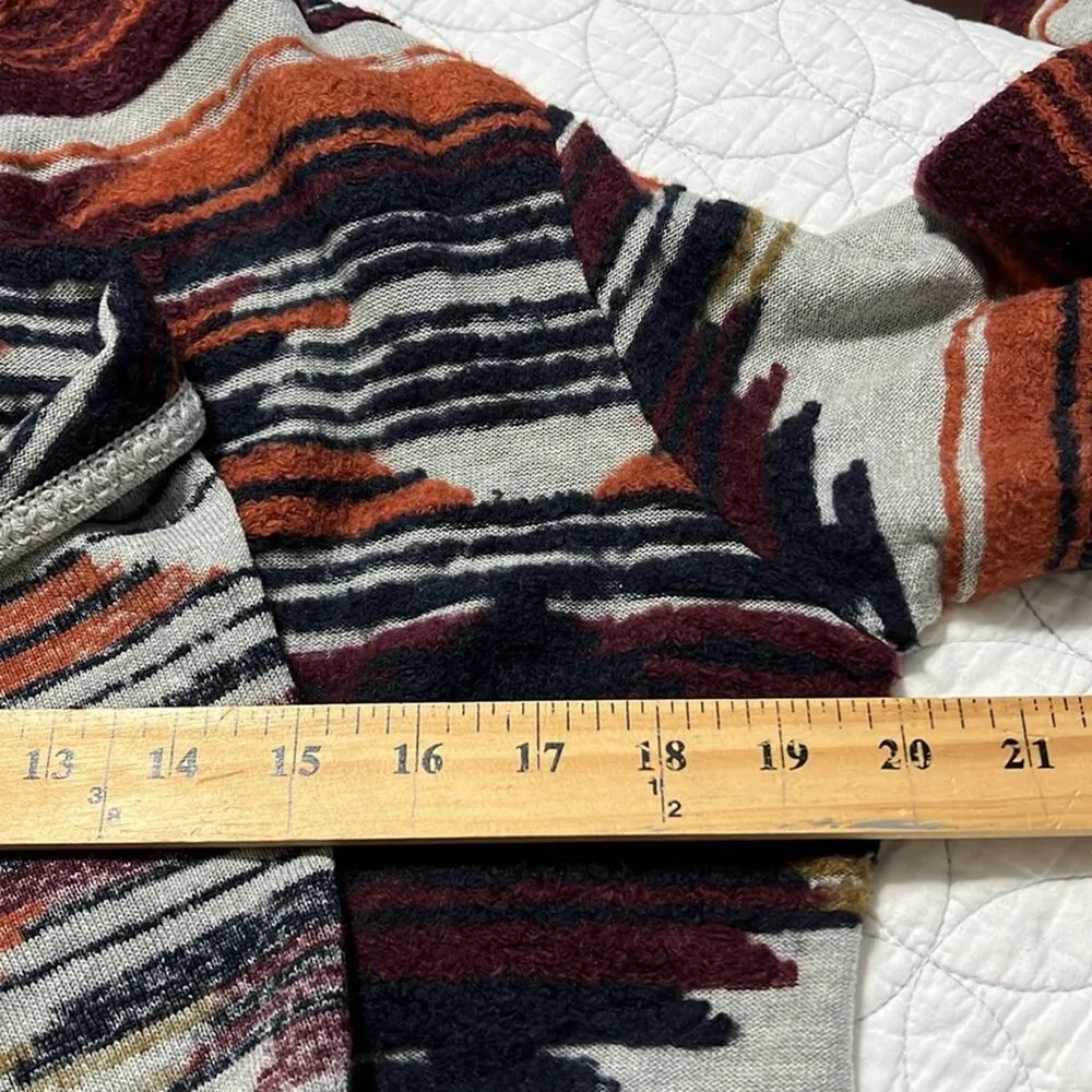 Lucky Brand medium Aztec Navajo Open Front Drape Cardigan Sweater worn once - Image 7
