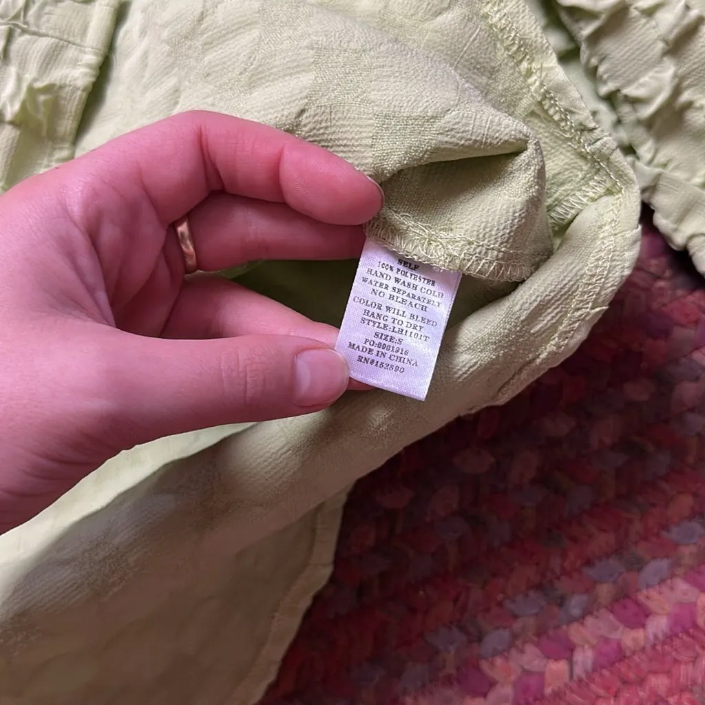 GREEN TEXTURED CHECKERED LONG SLEEVE BUTTON DOWN - Image 5