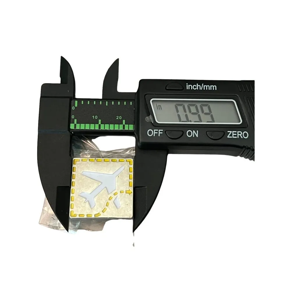 Vintage Square Airplane Pin Label Tie Hat White plane Yellow dotted Line NEW - Image 3