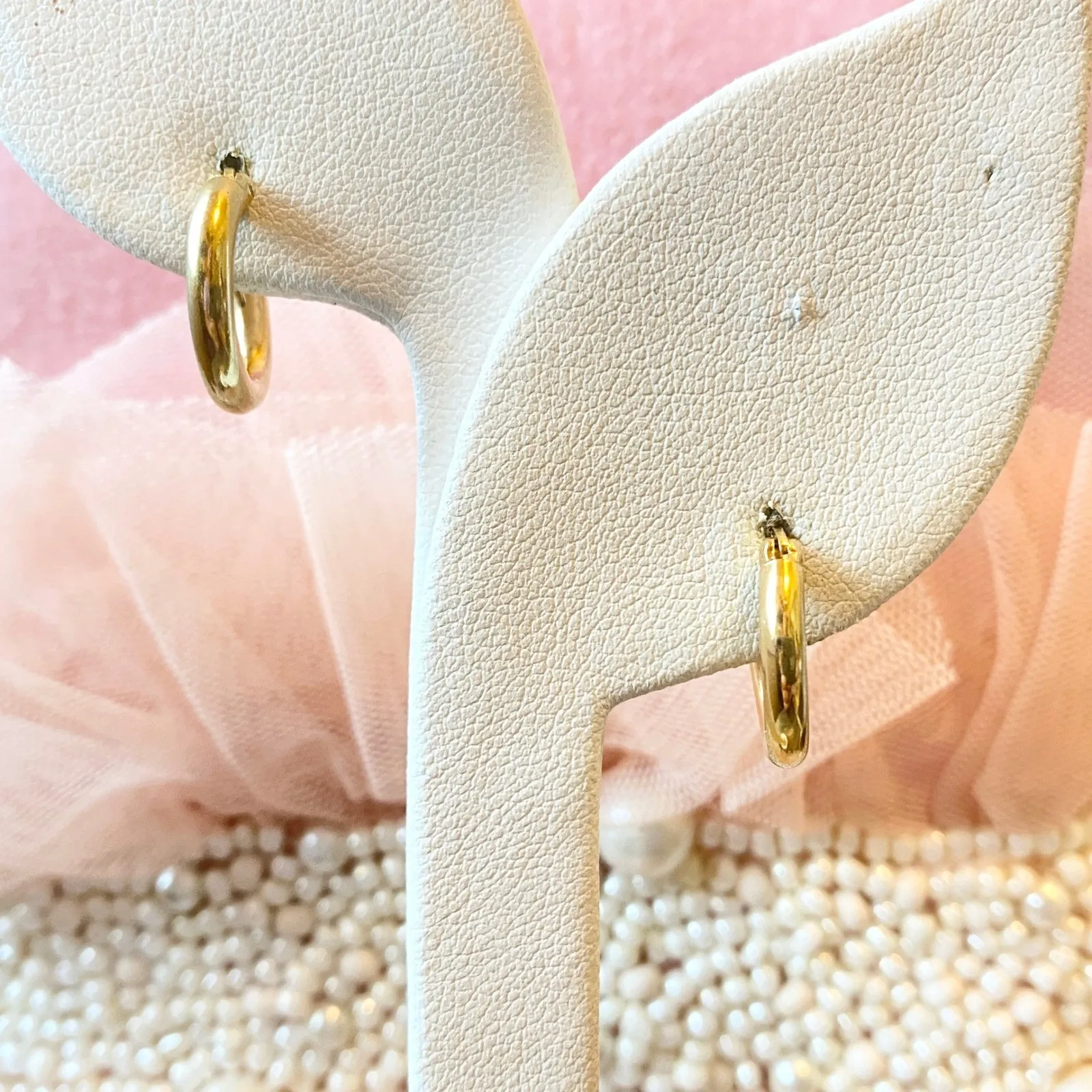 Small Gold Over Sterling 925 Hoop Earrings Women's Classic Minimalist Timeless - Image 2