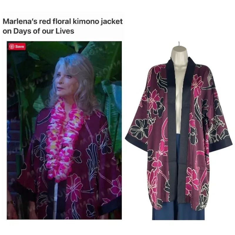 Chico's Travelers Floral Printed Kimono Jacket Deep Chianti Size L/XL - Image 2