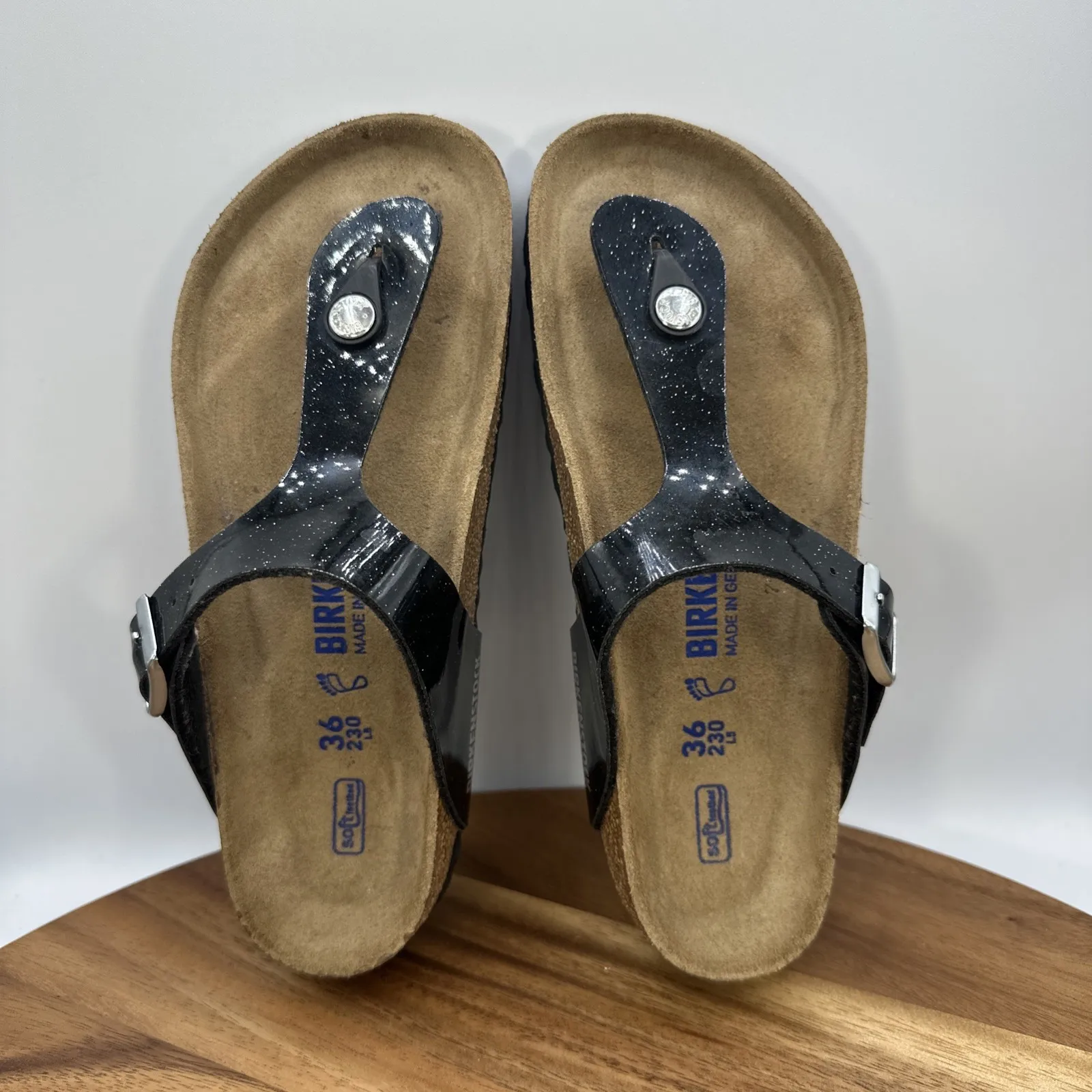 Birkenstock Gizeh Sandals Black Glitter Patent Leather Boho Women 36 / 5 Regular - Image 7