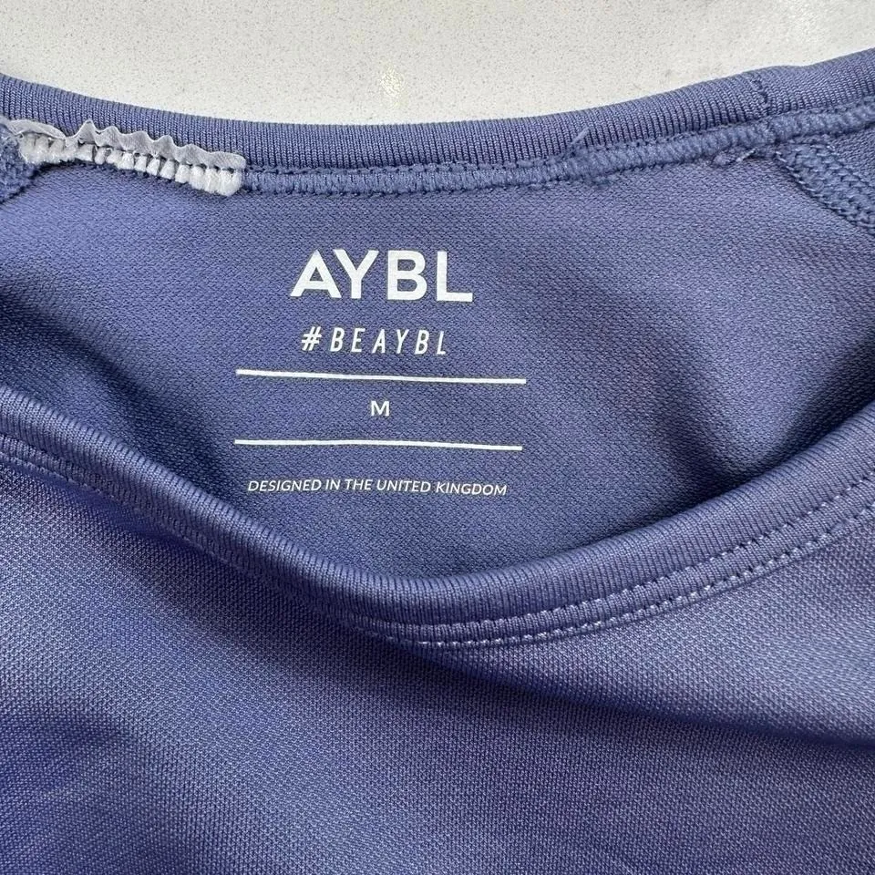 AYBL Core Staple Seamless Long Sleeve Crop Top Shirt M Blue Training Compression - Image 3