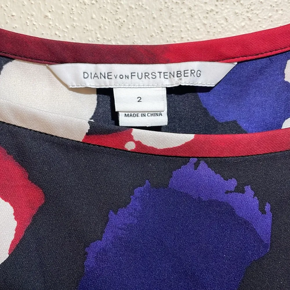 Diane von Furstenberg DVF New Della Explosion of Color Tie Waist Silk Dress 2 - Image 5