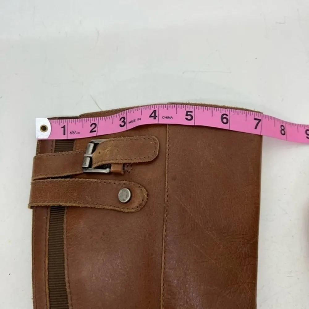 Matisse leather saddle brown bono riding boot side zip buckle accent size 6.5 - Image 12