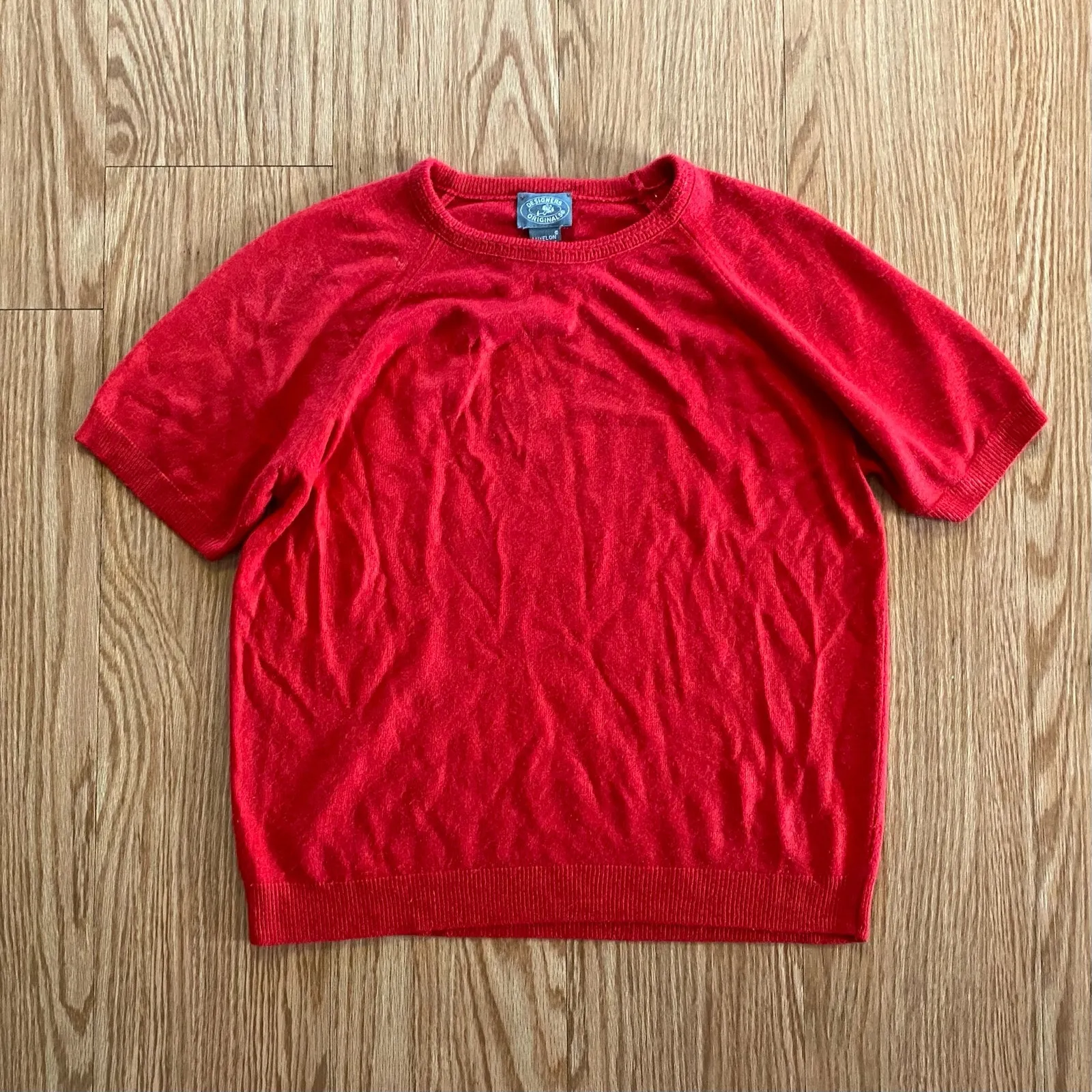 Designers Originals Vintage Red Short Sleeve Luxelon Sweater Womens Large - Image 2