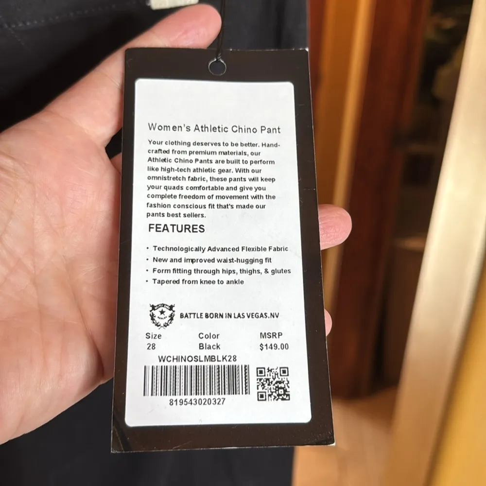 NWT Barbell Apparel Women’s Athletic Fit Chino Pant Black Size 28 - Image 12