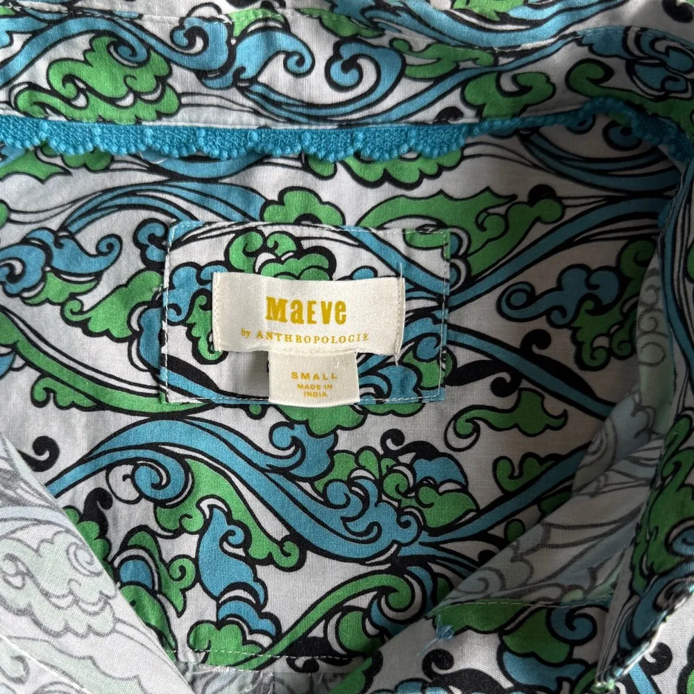 Anthropologie Maeve Paisley Print Button Down Long Sleeve Blouse Size Small NWOT - Image 9