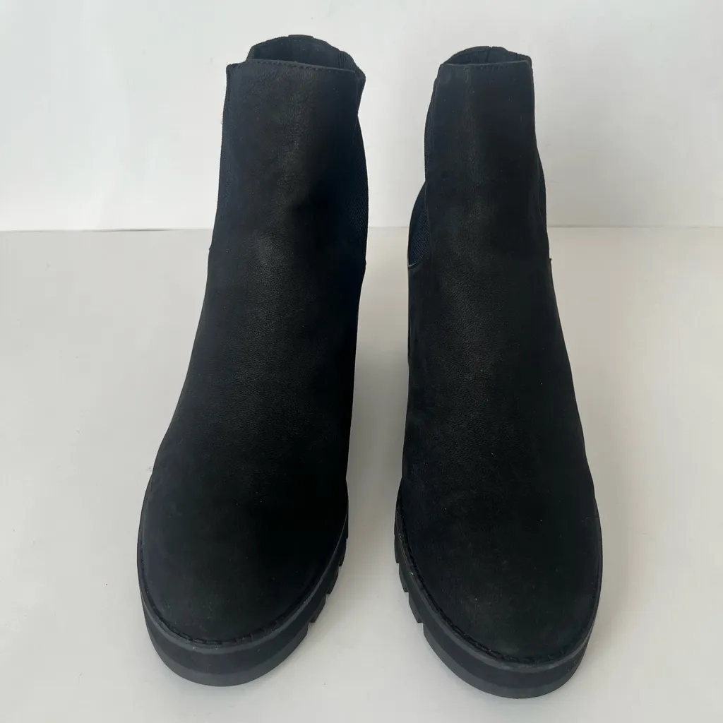 Eileen Fisher Adele wedge leather ankle boots black 9.5 - Image 4