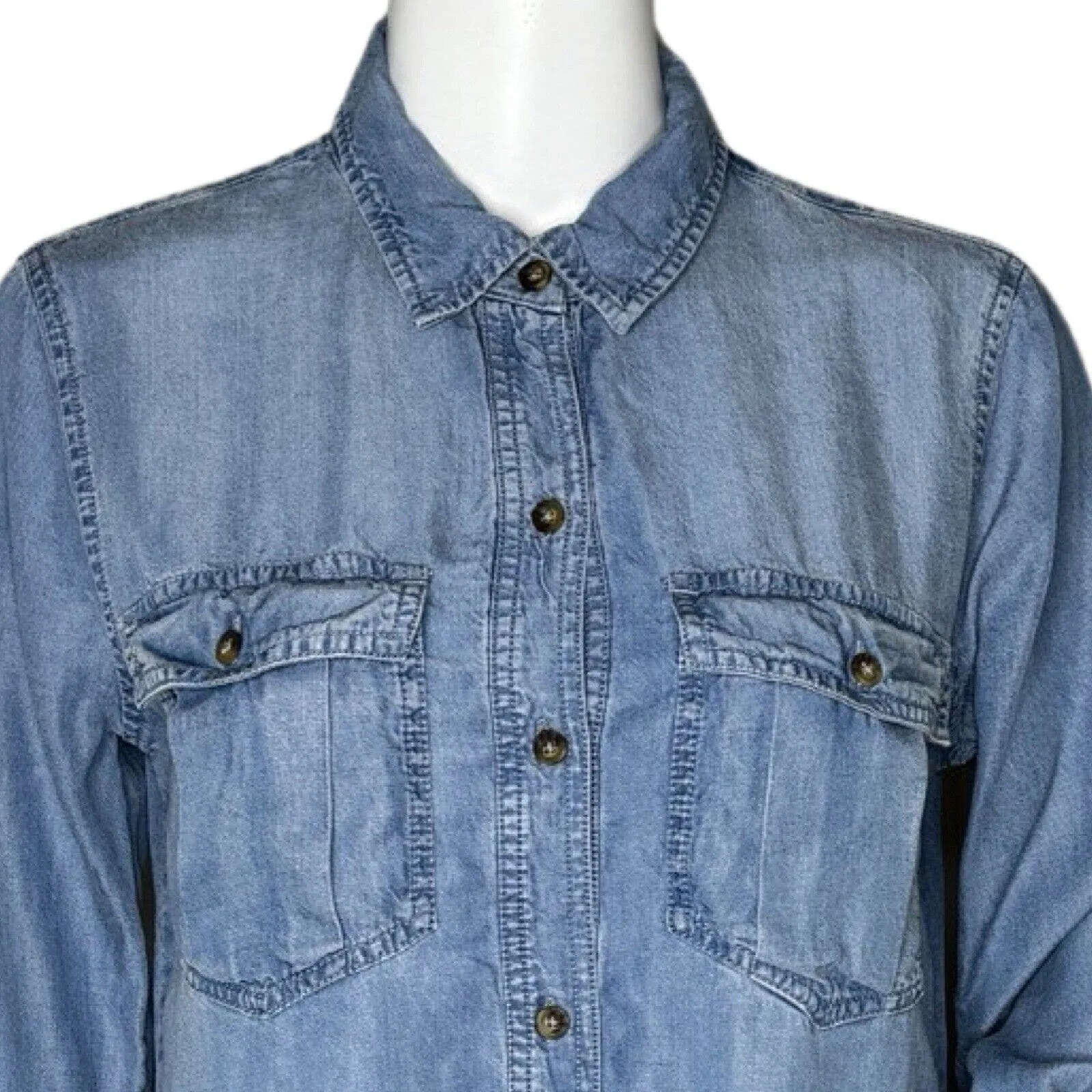 Abercrombie & Fitch Dress Womens Small Blue‎ Denim Shirt Basic Neutral Casual - Image 5