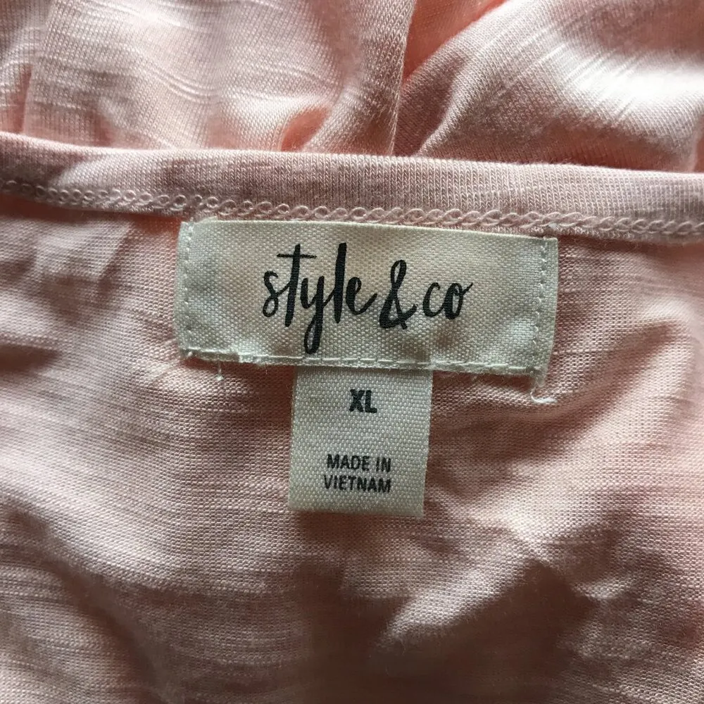 STYLE & CO Peach Pink Ruffled Soft T-shirt NEW XL - Image 6