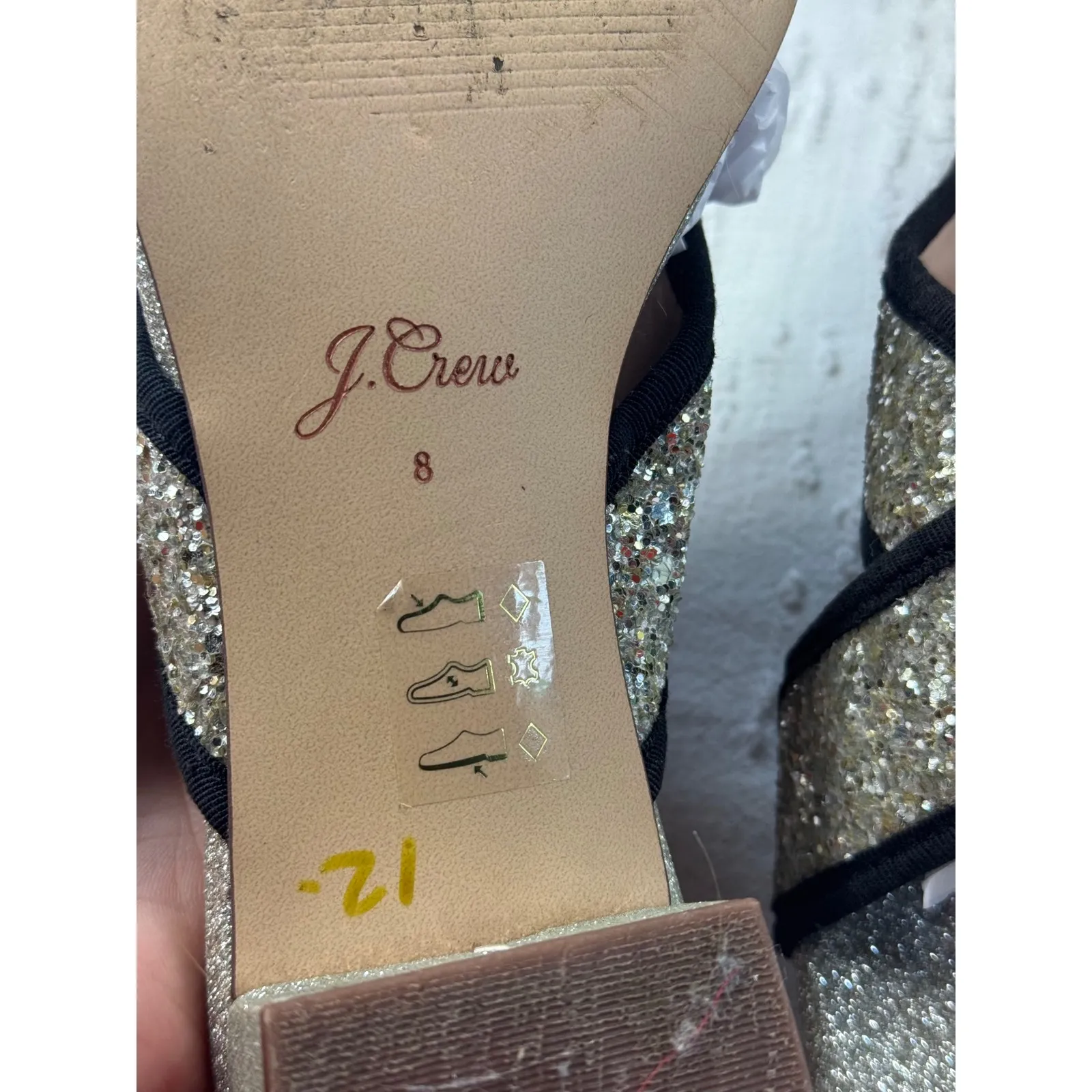 J. Crew Womens Glitter Criss Cross Slip On Block Heel Sandals Slides‎ Size 8 - Image 4