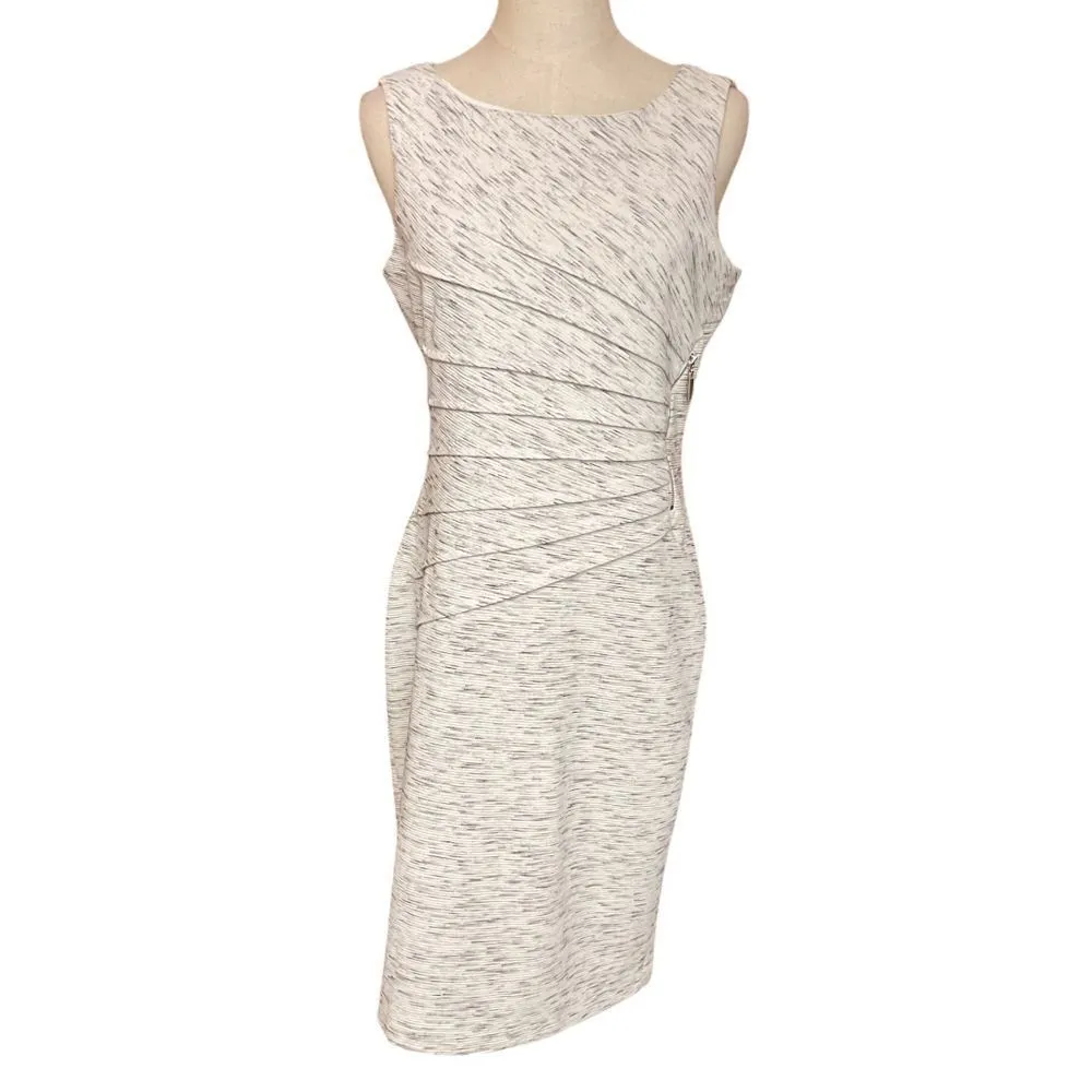 Adrienne Vittadini Marled Sheath Dress Front Zip Accent Size 8 Career Work - Image 2