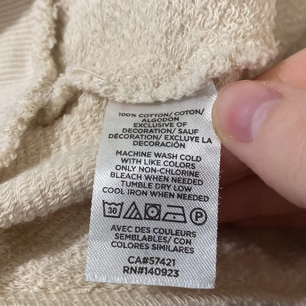 Loft embroidered Saturday + Sunday beige textured French terry sweatshirt size S - Image 10