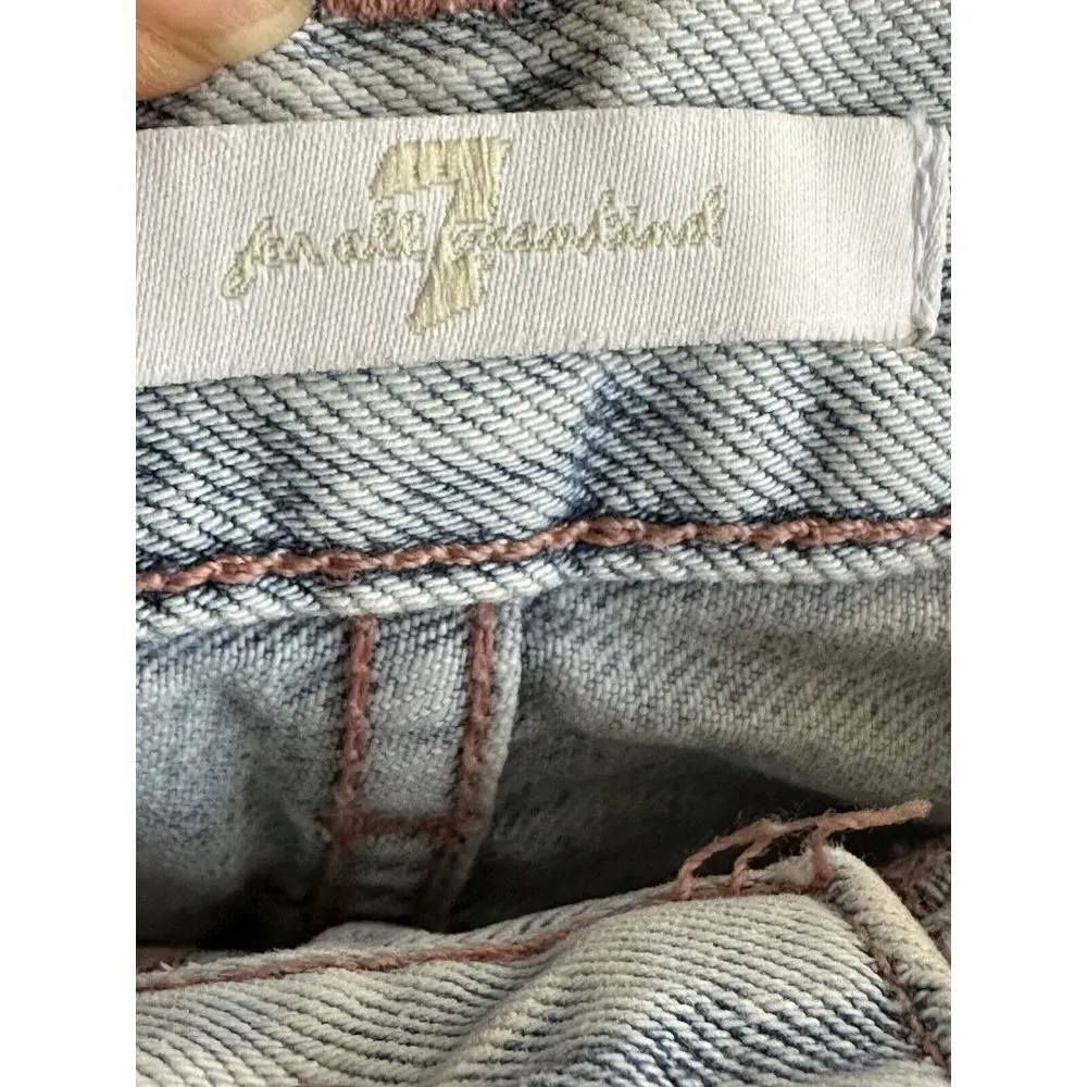 7 For All Mankind Mini Jean Skirt Light Wash Waist 32” Beach Vacation Summer - Image 4