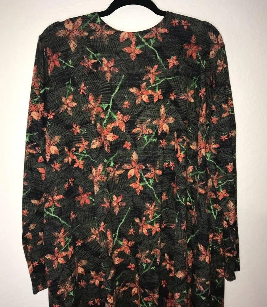 LuLaRoe Sweater Sarah Duster Cardigan Floral & Fauna Pattern Sz XL NWT - Image 9