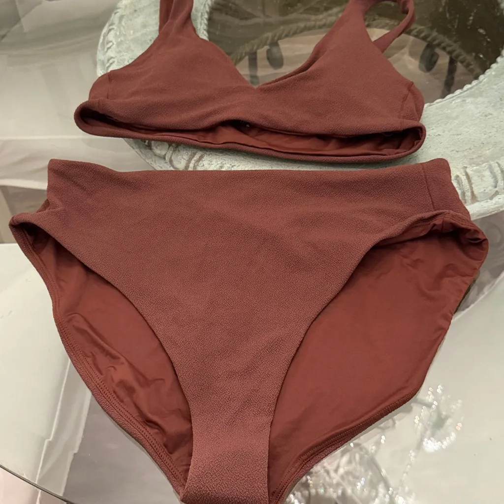 Nuuds Swim bikini set chocolate brown top size XL high waist bottom size XXL NEW - Image 9