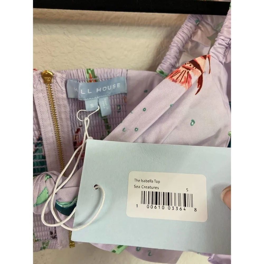 Hill House the Isabella Top sea creatures purple size S NWT - Image 2