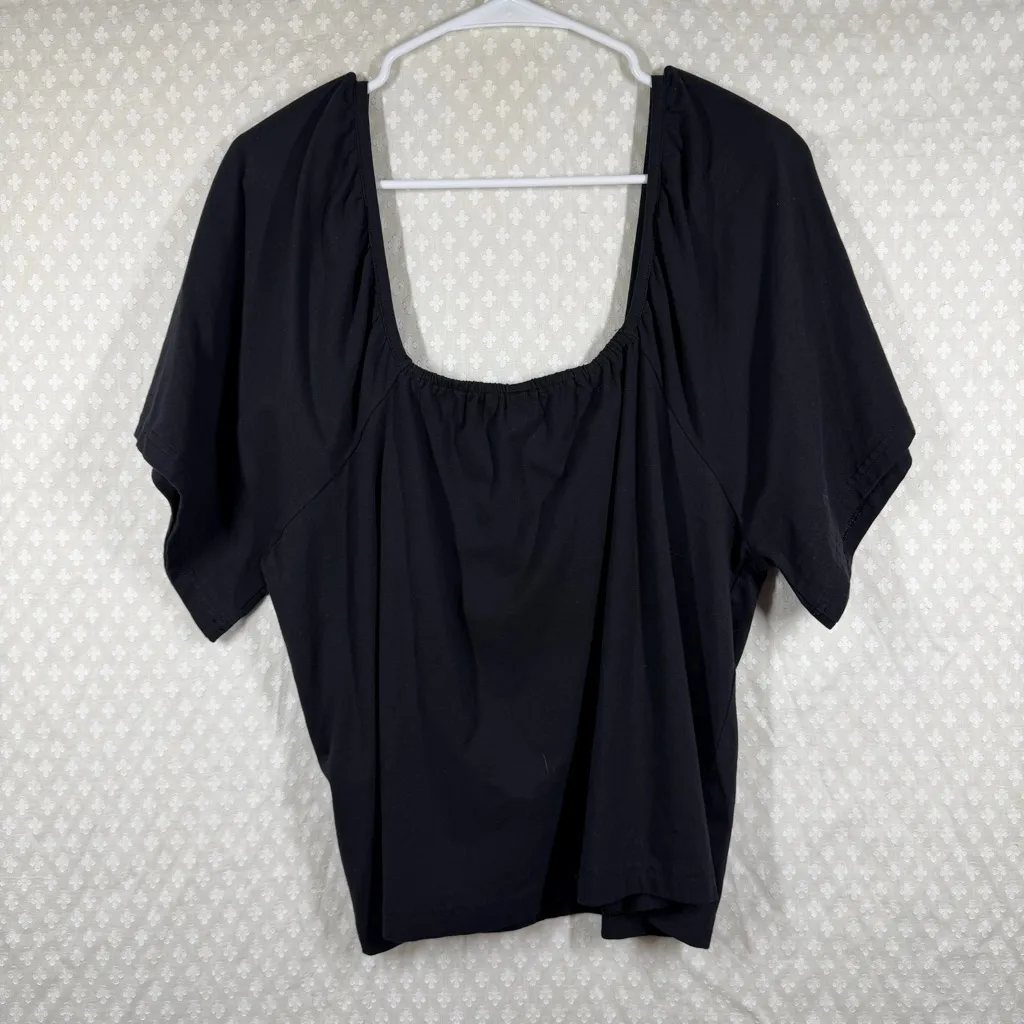 Pact Black Organic Cotton Puff Sleeve Top - Image 5
