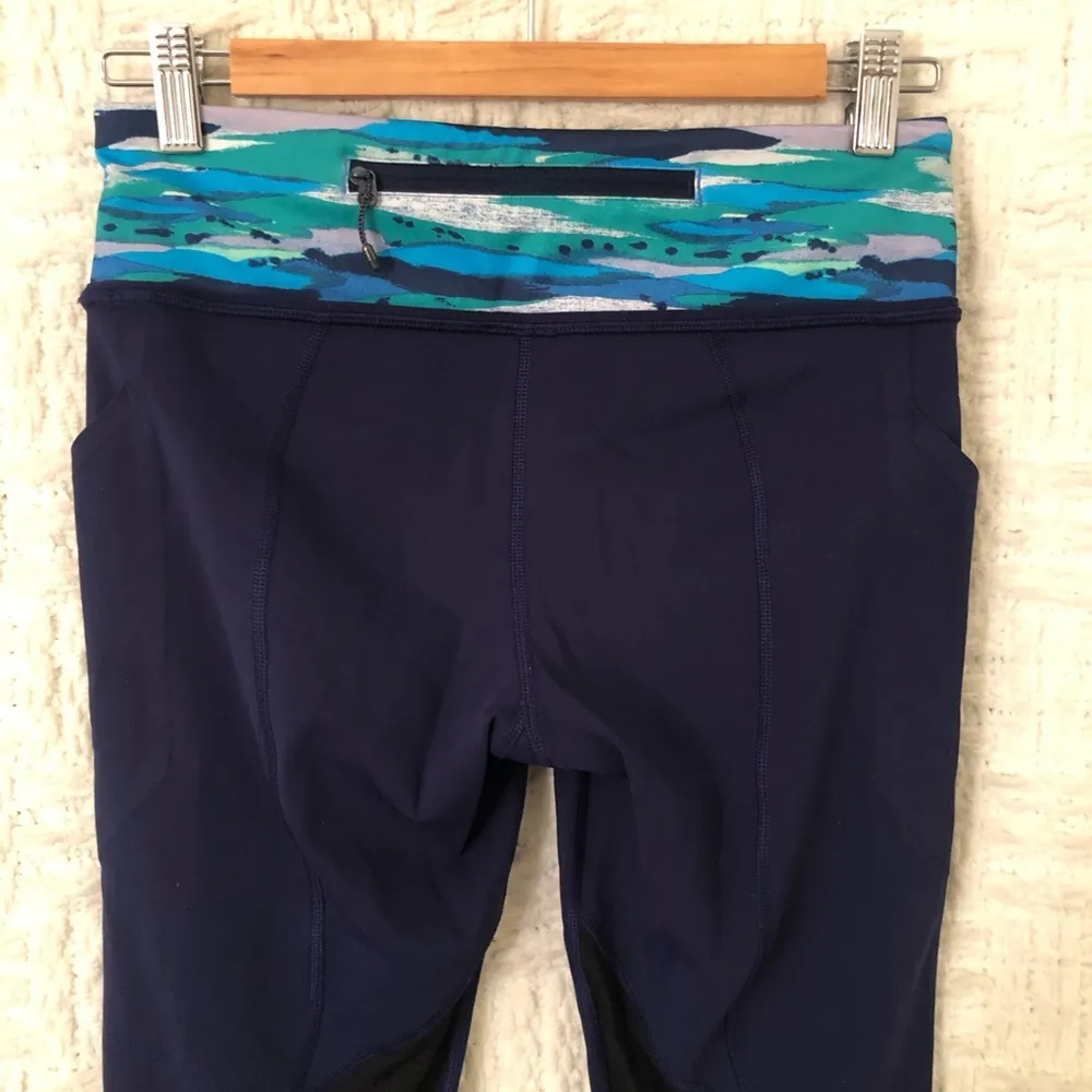 Lululemon Pace Rival Crops Blue Cropped Leggings 6 Small - Image 10