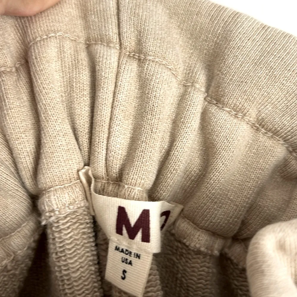 NWT AMO Heavyweight Homestead Wide Leg Sweatpants in Oatmeal Heather Size S Tan - Image 6