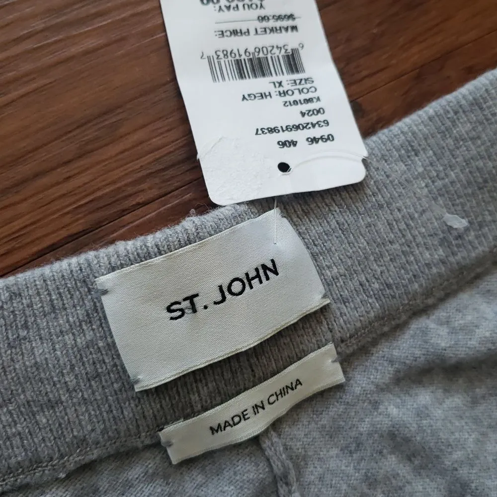 NWT St John Women's Gray Cashmere Wool Quiet Luxury Cozy Lounge Pants Size XL - Image 2