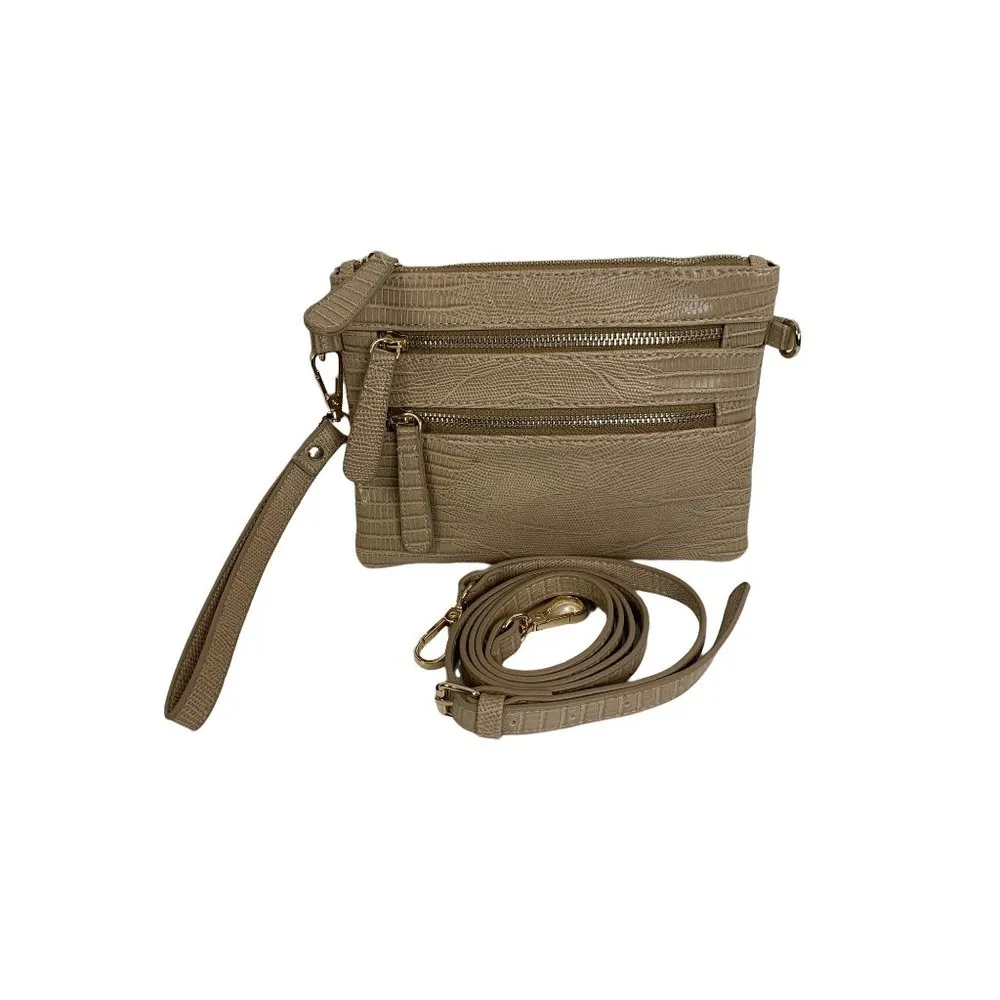 Women's Small Tan Clutch Purse With Strap - Image 2