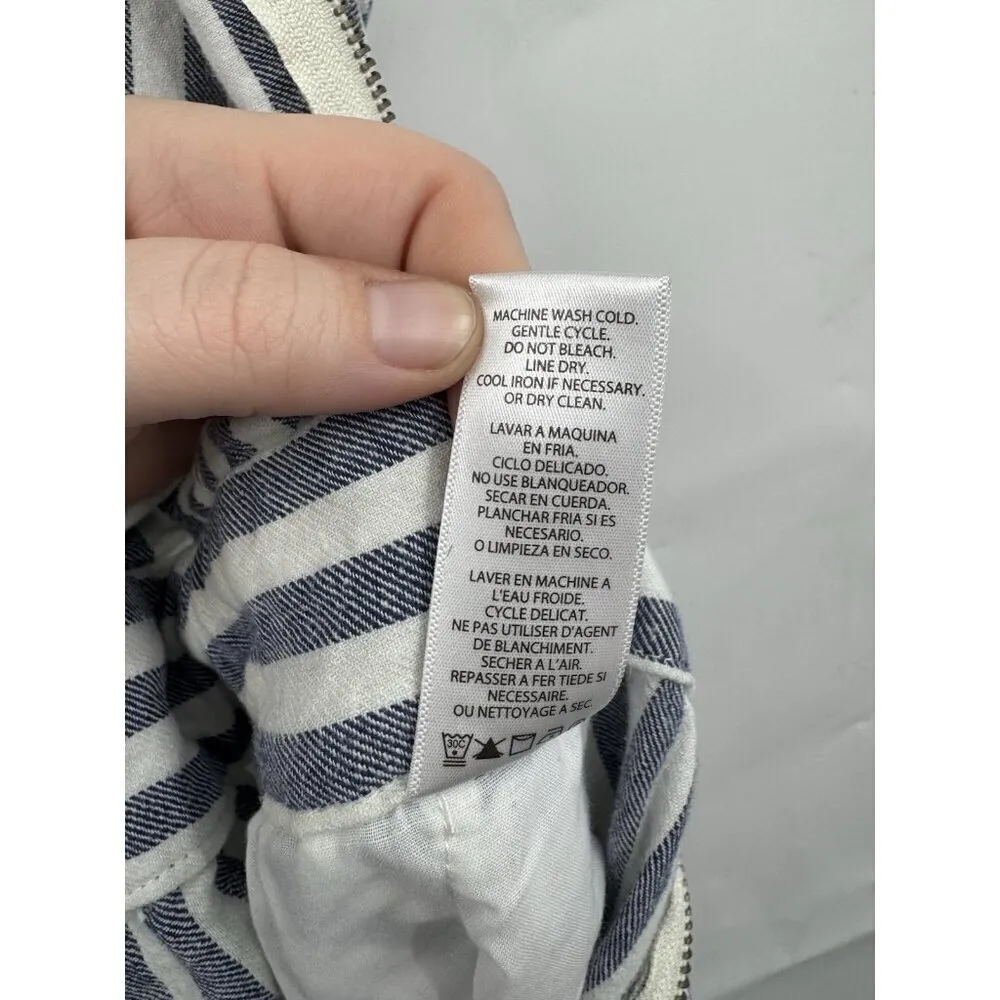 Splendid‎ Striped Cropped Jumpsuit Women XS White Blue Straight Leg Beach Linen - Image 5