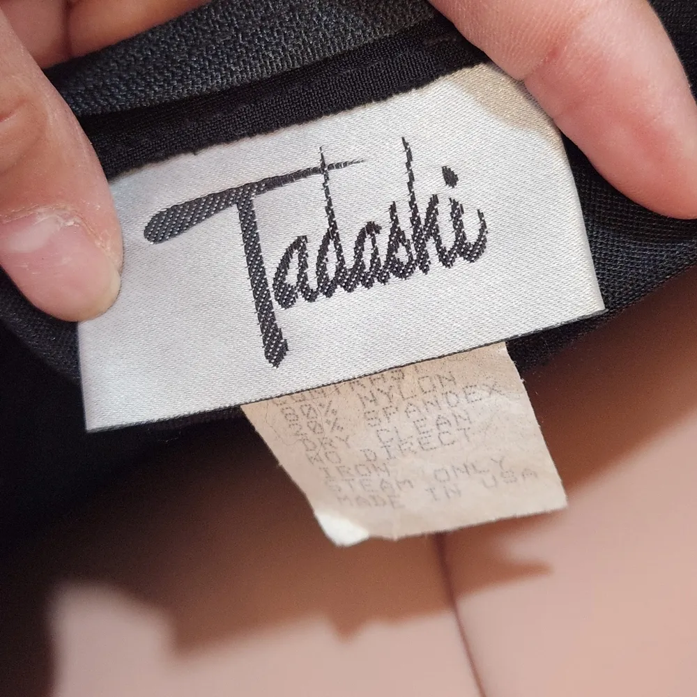 Tadashi Shoji Vintage Beaded Bodycon Black Evening Gown Long Sheet Sleeves - Image 15