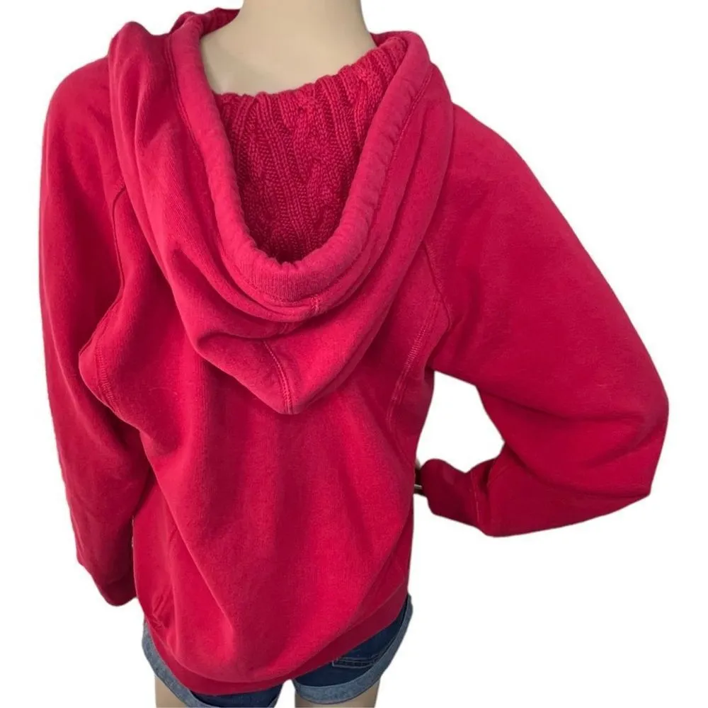 Sonoma Red Button Up Hoodie With Knit Hood - Image 3