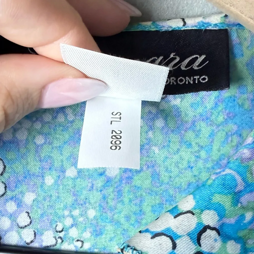 Frascara Women’s 100% Silk Formal Jacket and Shell Blue Ruffles size 10 - Image 14