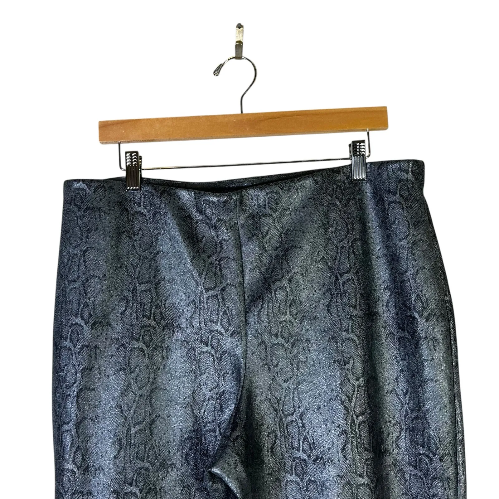 Dennis Basso Snake Print Leggings Womens XL Gray Glam Moto Biker Rocker Skater - Image 3