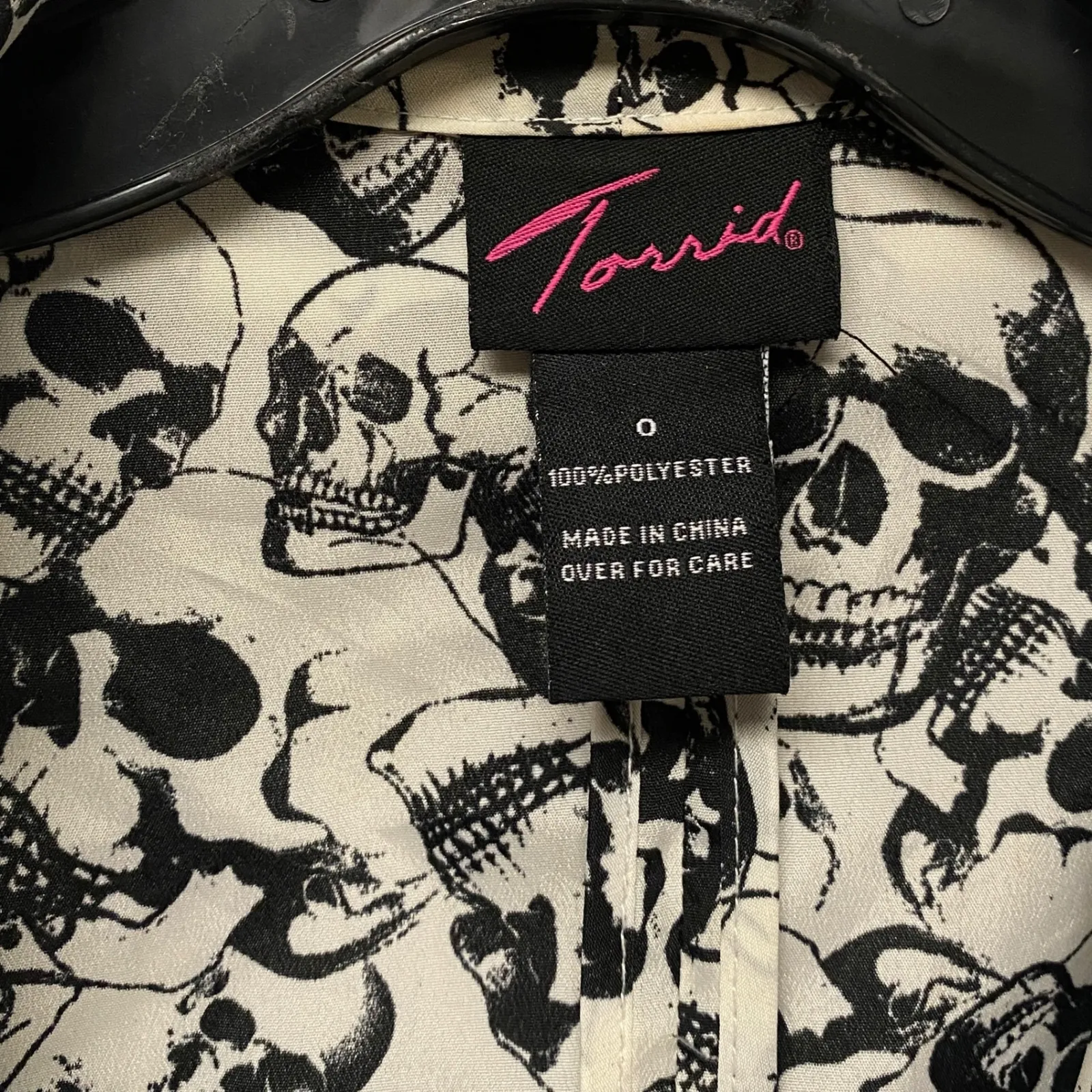 Torrid Women Skull Print Blazer Jacket Black White Sz 0 Halloween Grunge Gothic - Image 2