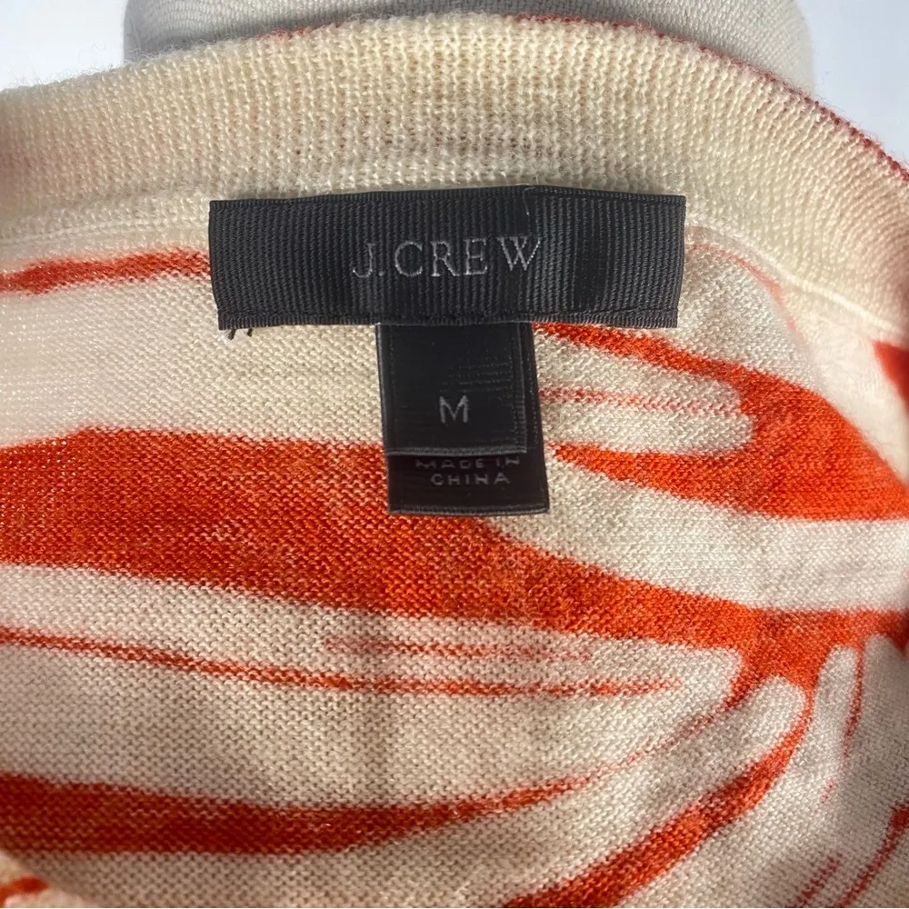 J Crew Jackie Cardigan Sweater Palm Print Gold Buttons Size M F8269 Merino Wool - Image 7